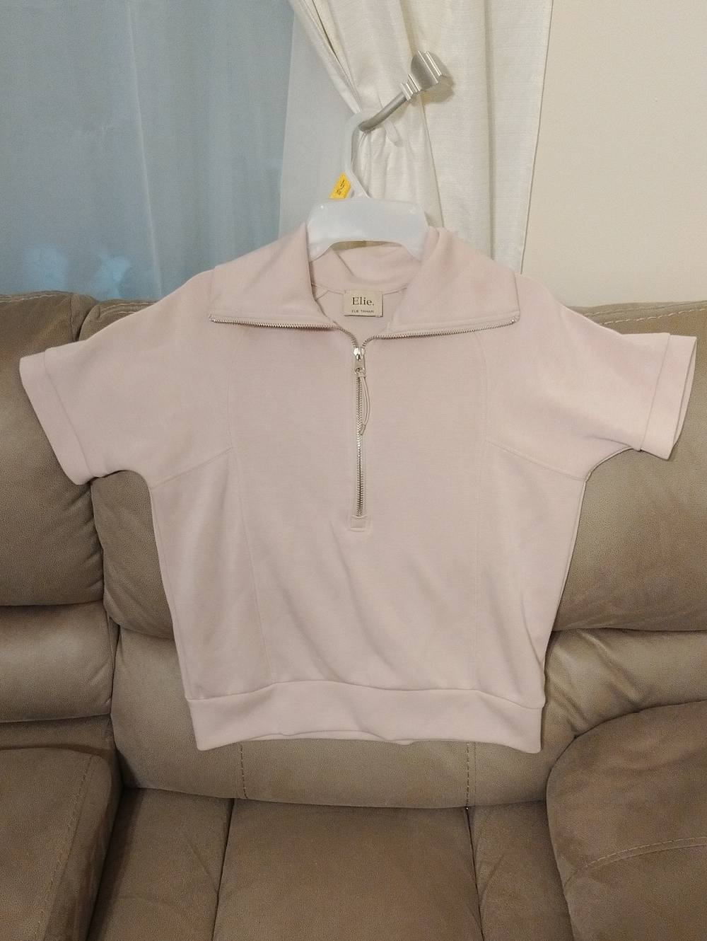 Ellie Pale Blush Half-Zip Kids Sweatshirt